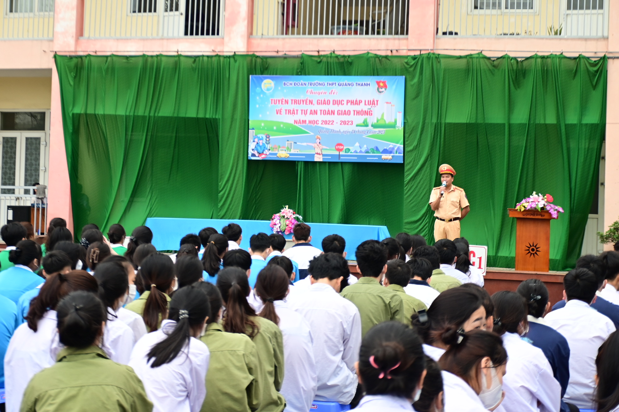 Công an huyện Thủy Nguyên: Tuyên truyền an toàn giao thông tại Trường THPT Quảng Thanh
